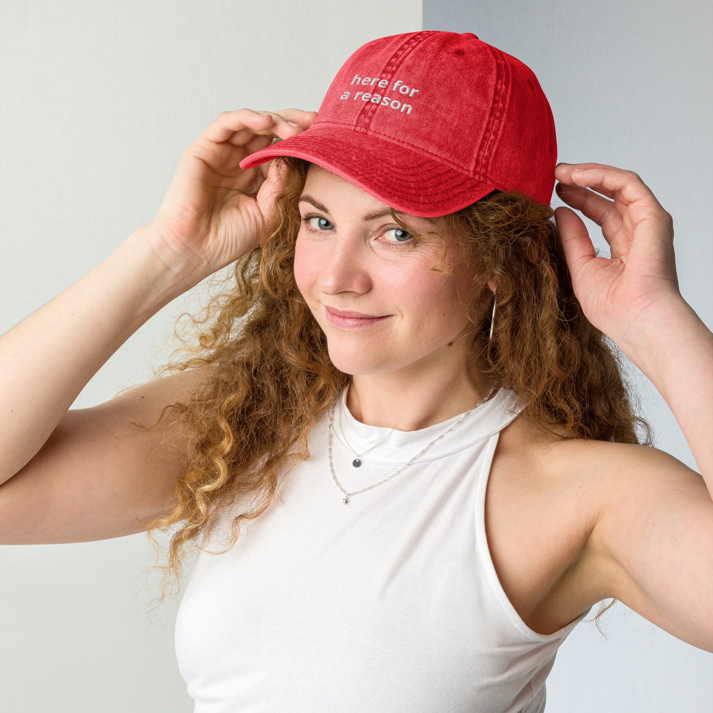 Here For A Reason Vintage Cotton Twill Cap