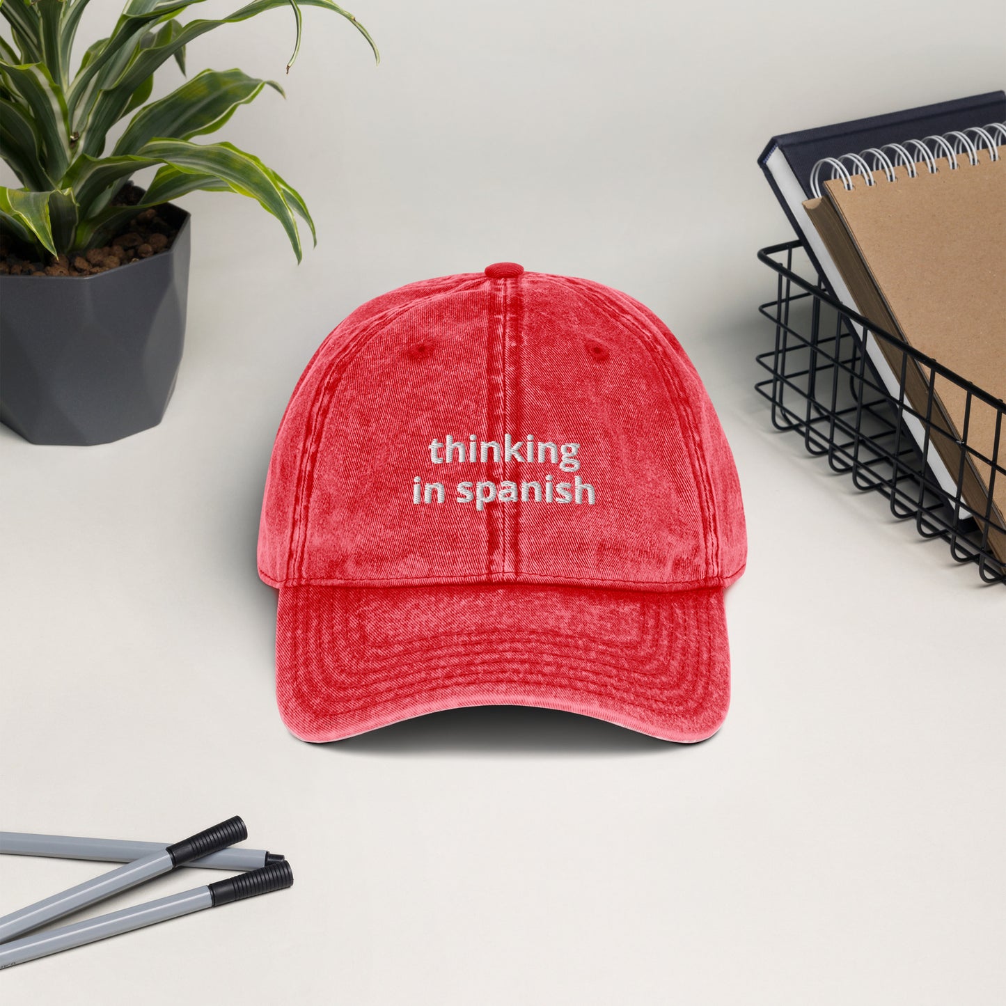 Thinking In Spanish Vintage Cotton Twill Cap