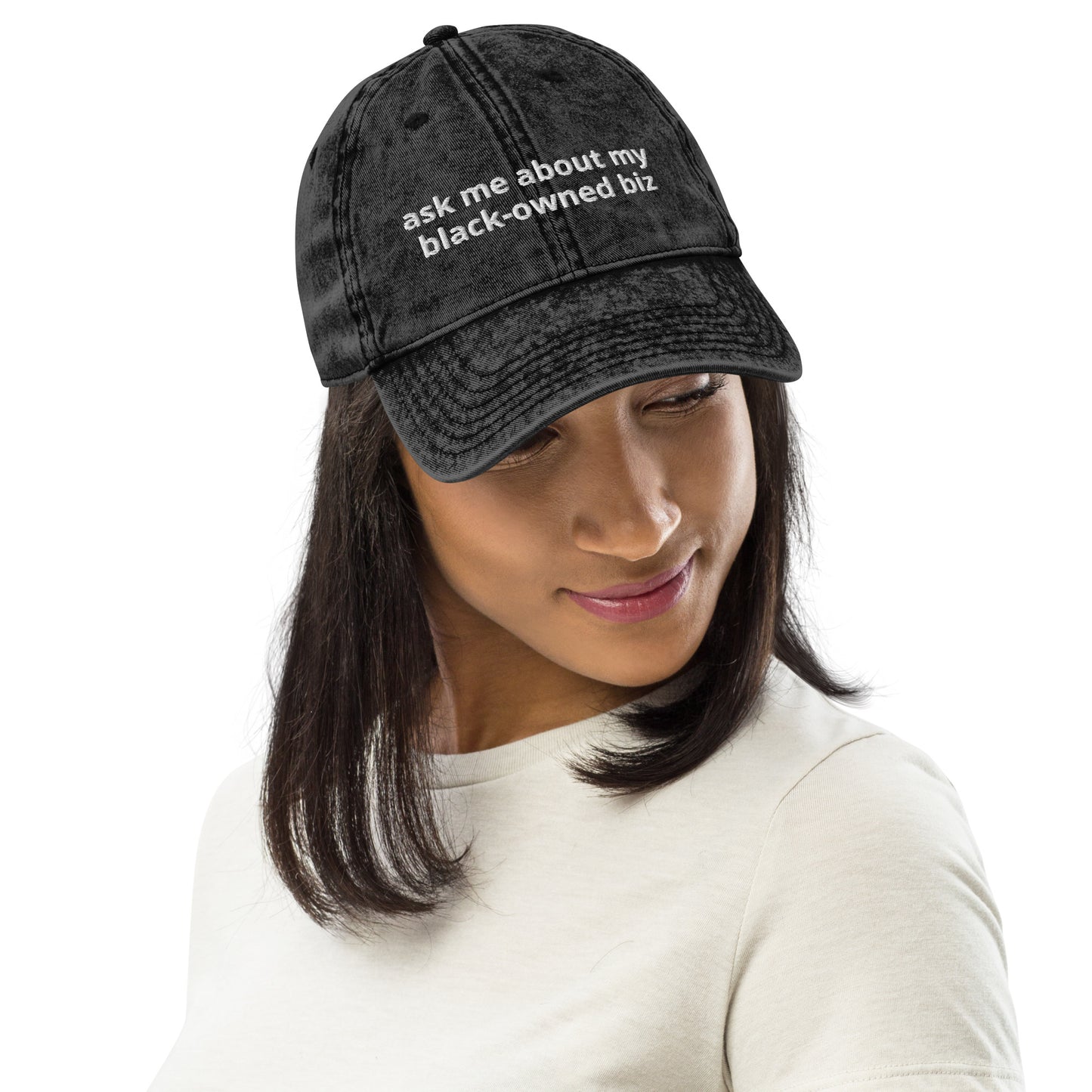 Ask Me About My Black-Owned Biz Vintage Cotton Twill Cap