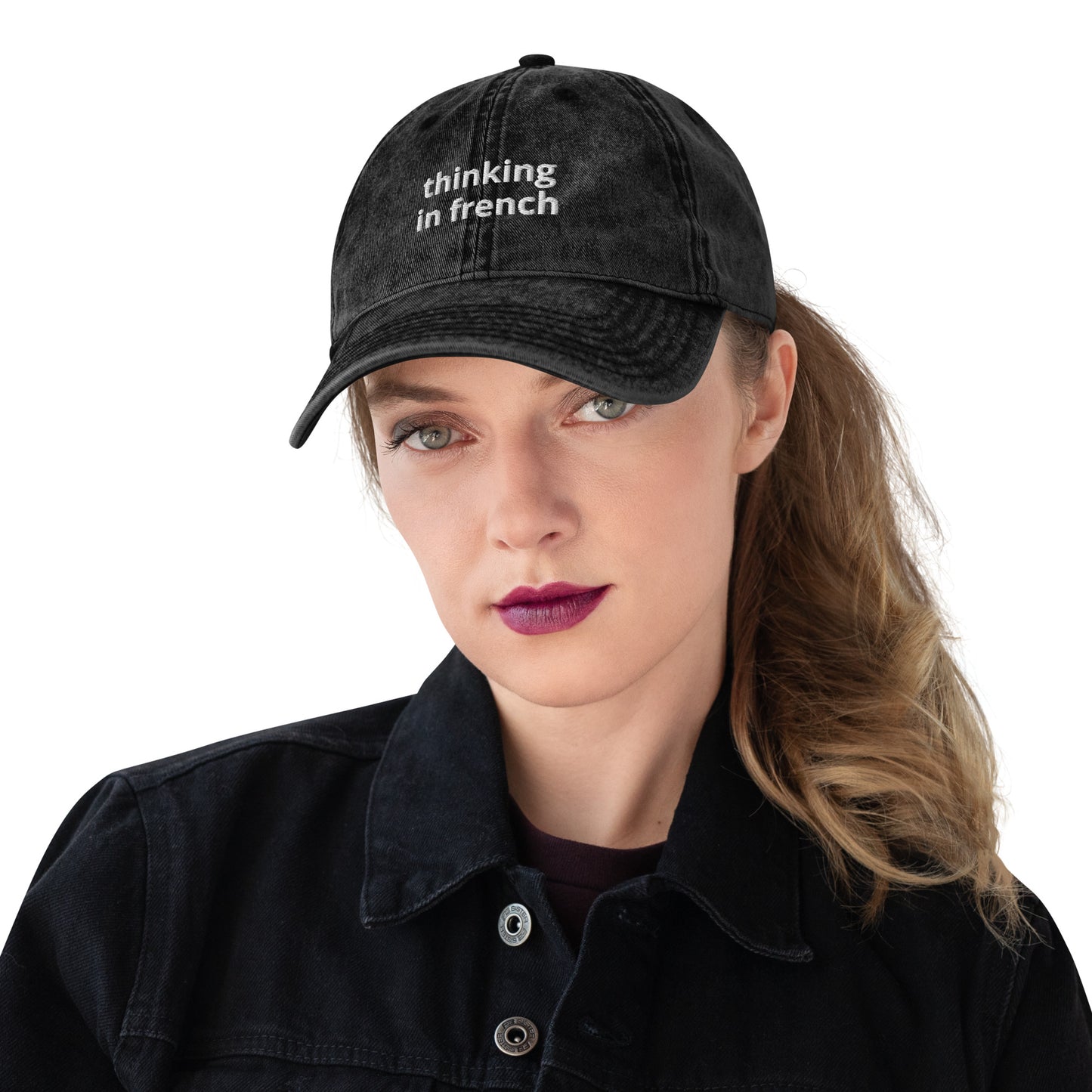 Thinking in French Vintage Cotton Twill Cap