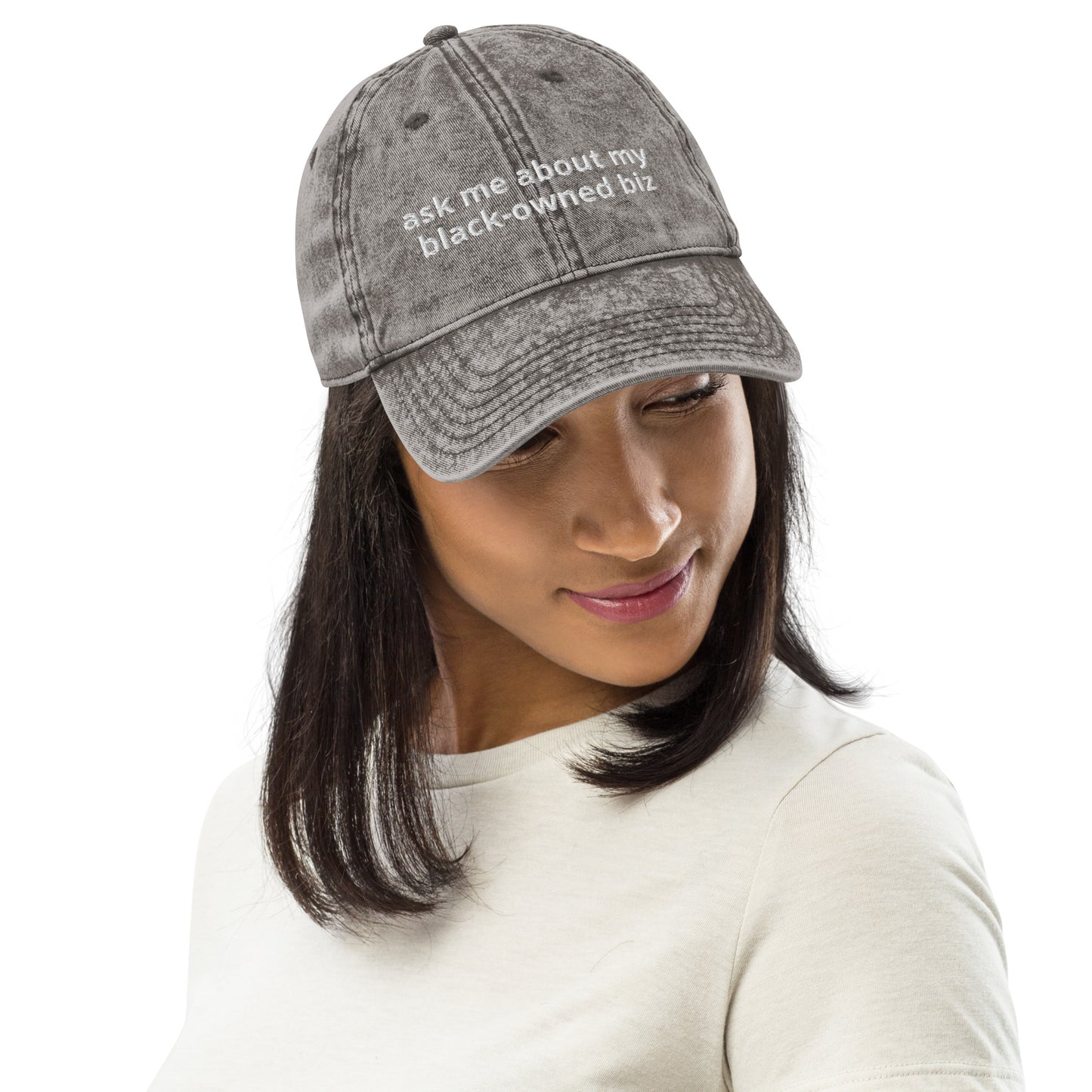 Ask Me About My Black-Owned Biz Vintage Cotton Twill Cap